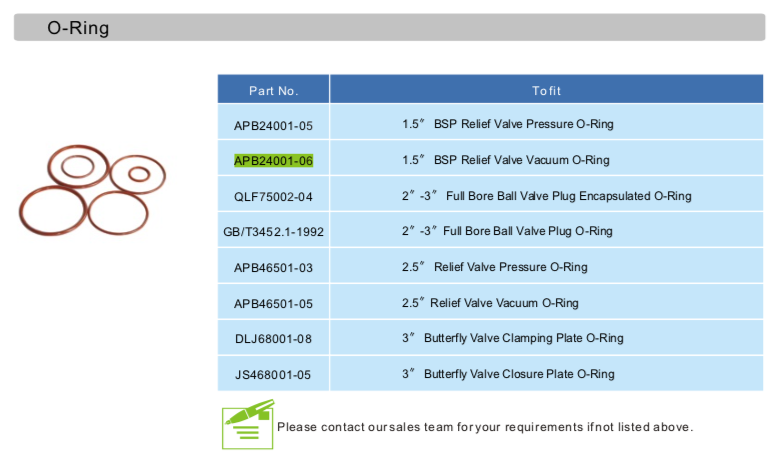 1.5%22 BSP Relief Valve Vacuum O-Ring