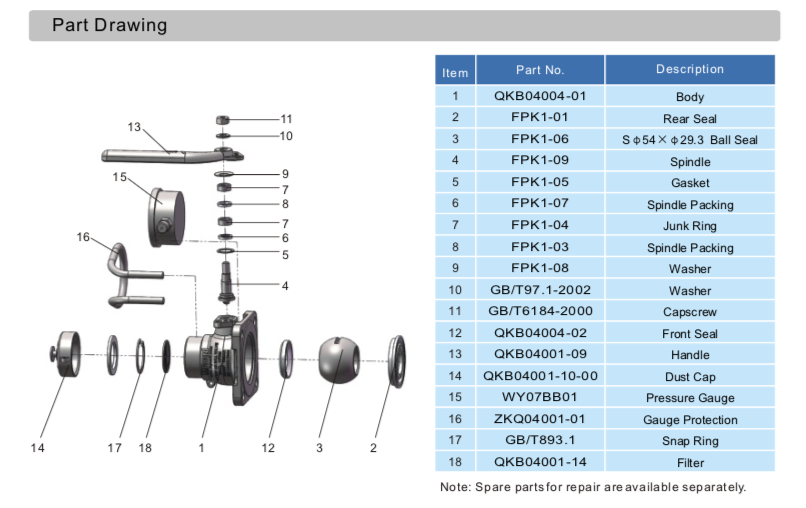 1.5%22 Full Bore Air Ball Valve PArt Drawing