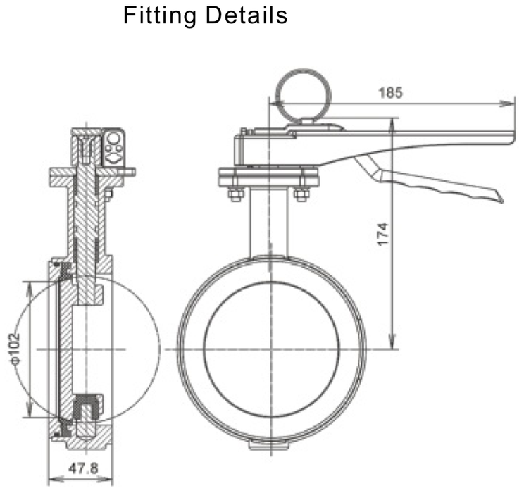 4%22 Clamped Butterfly Valve
