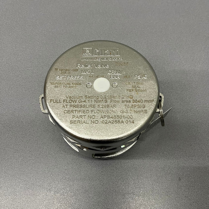 Válvula de seguridad BSP de 2,5", presión 4,4Bar, vacío 0,21Bar