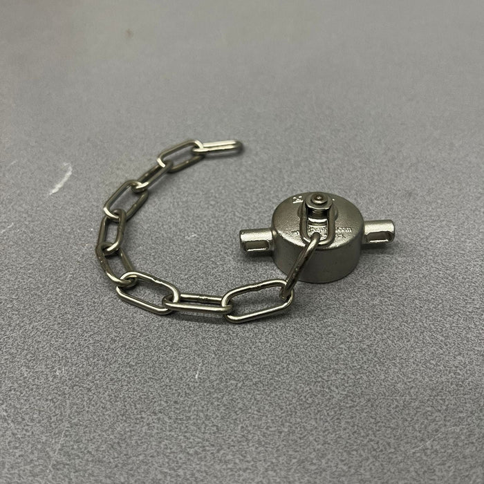 Tapa antipolvo de acero inoxidable de 3/4" BSP con cadena y junta de PTFE