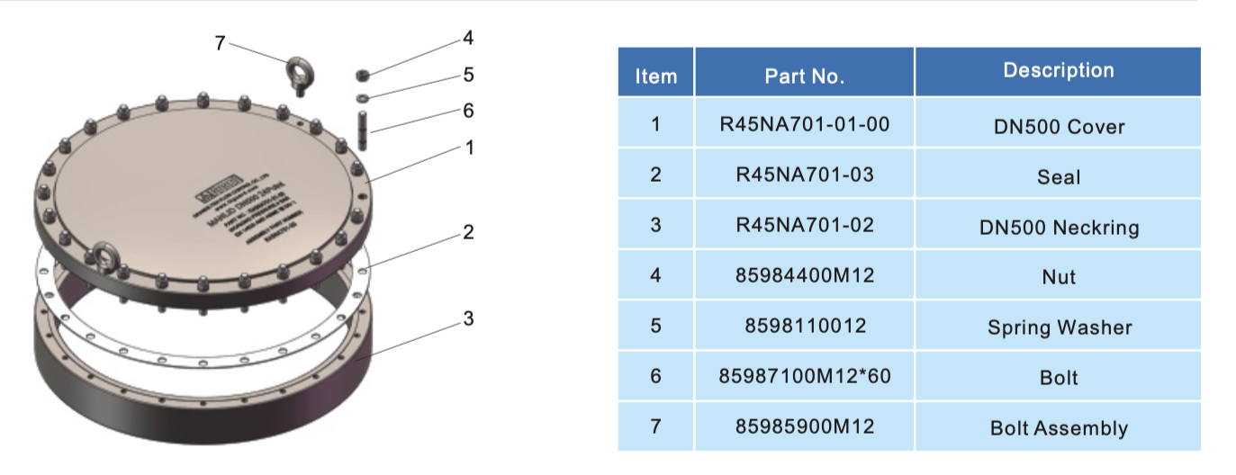 DN500 Tapa bridada con tapa convexa -4Bar