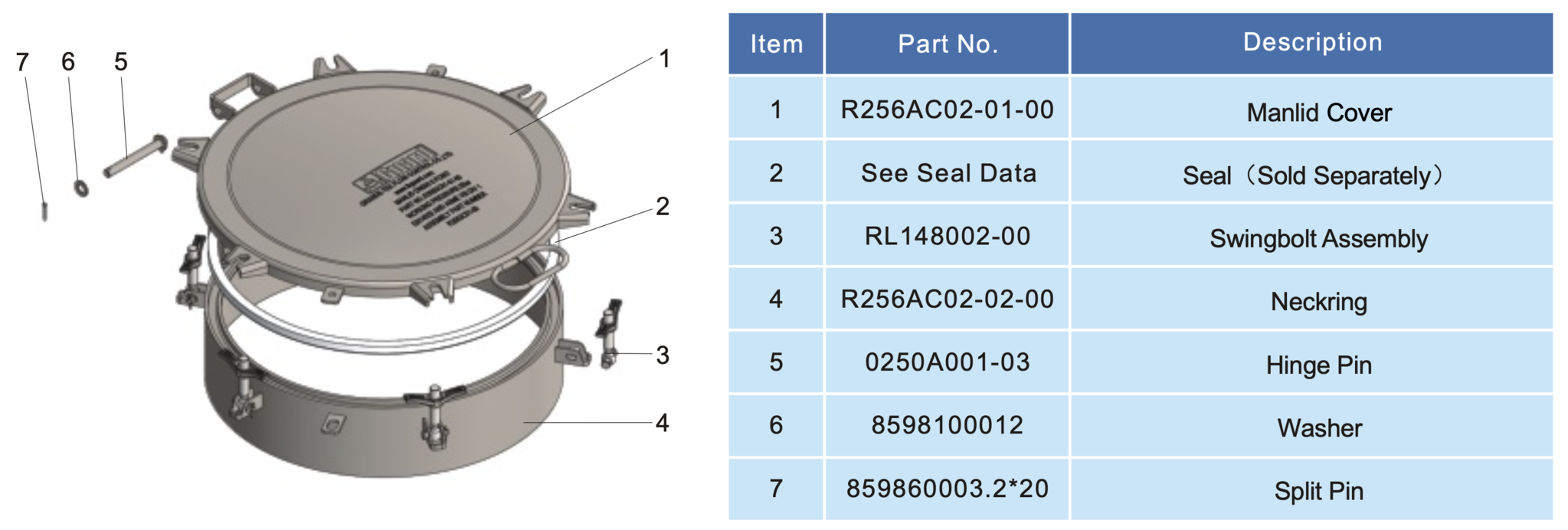 Crane Pipe Manlid Assembly dn500 h