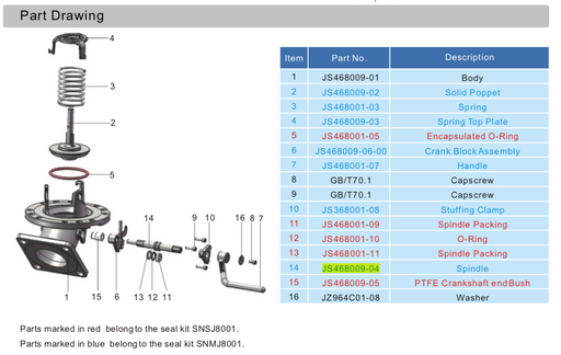 Foot Valve Spindel JS468009-04