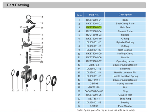 Main Seal for 2%22 Air Inlet Butterfly Valve