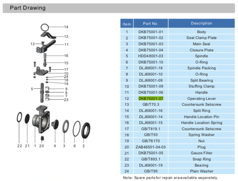 Operating Lever for 2%22 Air Inlet Butterfly Valve