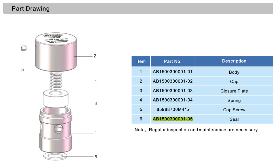 Junta para válvula de seguridad de 1/2" 