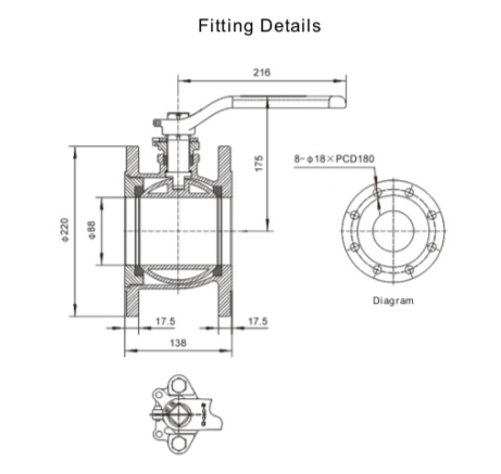 QLFA4C03-00 Fitting Deatails 4%22 Flanged Ball Valve GB