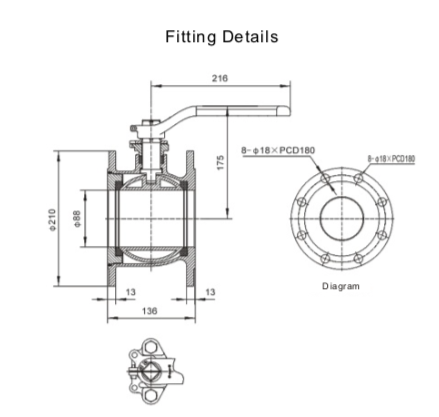 QLFA4C04-00 Fitting Details 4%22 Light Flanged Ball Valve GB