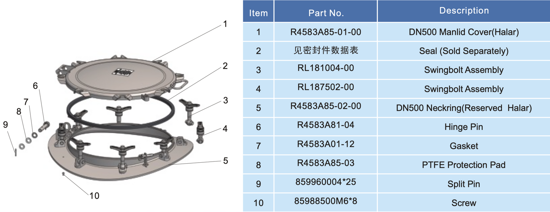 R4583A85-00 Halar parts